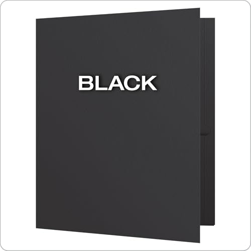 Eco-Friendly Oxford Twin-Pocket Folders, Textured Paper, Letter Size, Black, Holds
