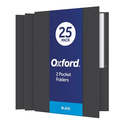 Eco-Friendly Oxford Twin-Pocket Folders, Textured Paper, Letter Size, Black, Holds