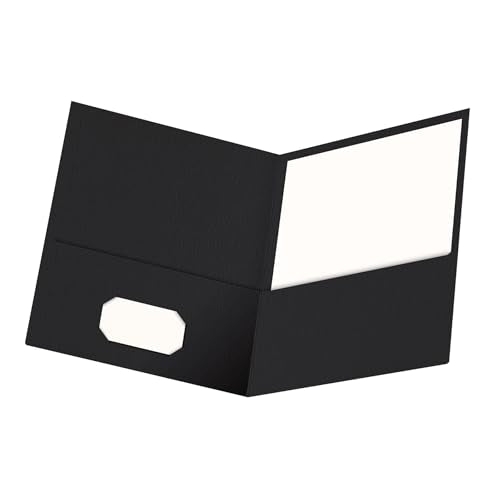 Eco-Friendly Oxford Twin-Pocket Folders, Textured Paper, Letter Size, Black, Holds