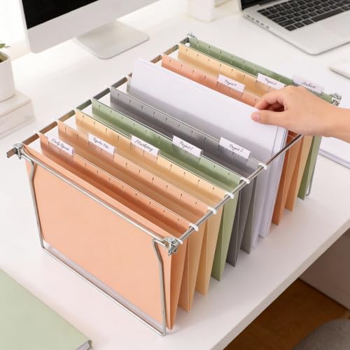 refined SUNEE 25 Count Hanging File Folders, Pastel Colors, Hanging File Set